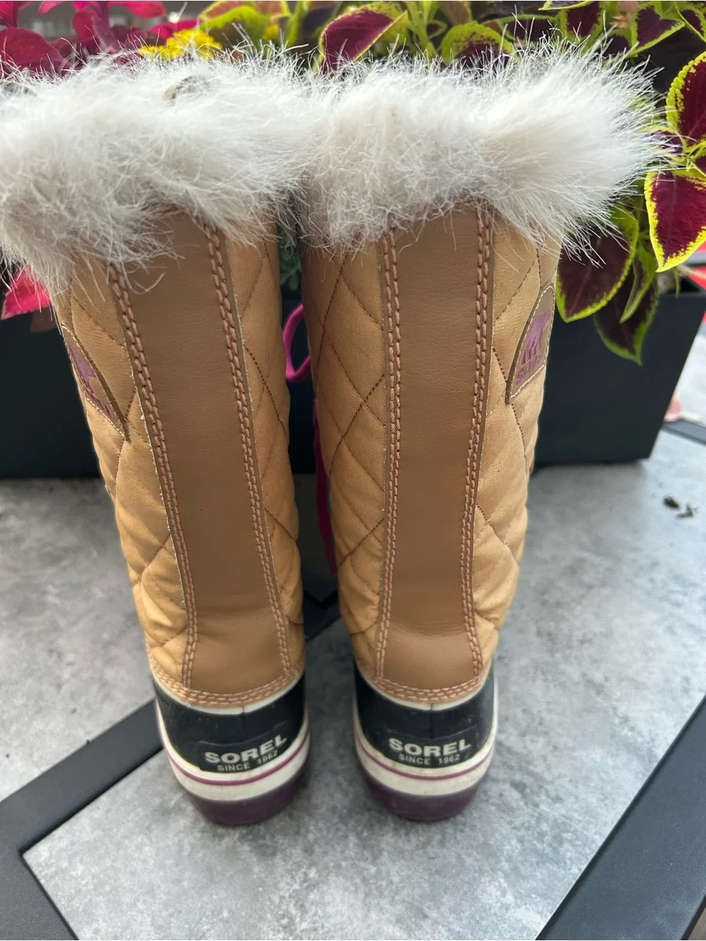 SOREL Tofino II Waterproof Faux Fur Snow Boots Taupe Pink Size 9.5